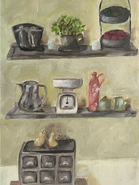 “Kitchen Keep” Original Oil Painting - oil on paper